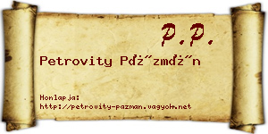 Petrovity Pázmán névjegykártya